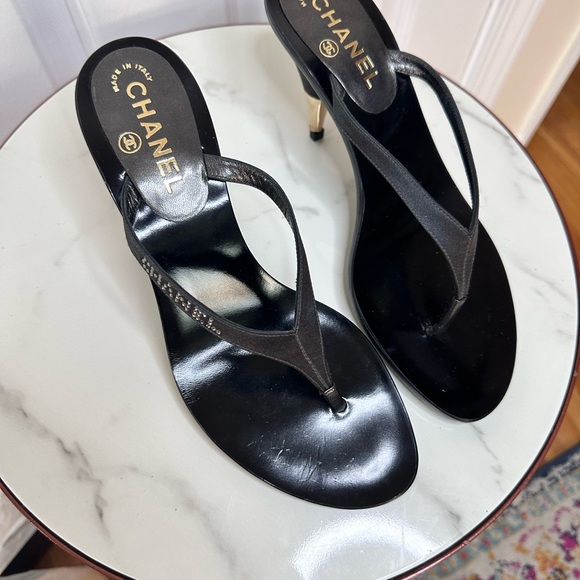 Chanel rhinestone y2k vintage sandals 39.5 new box - Picture 5 of 11